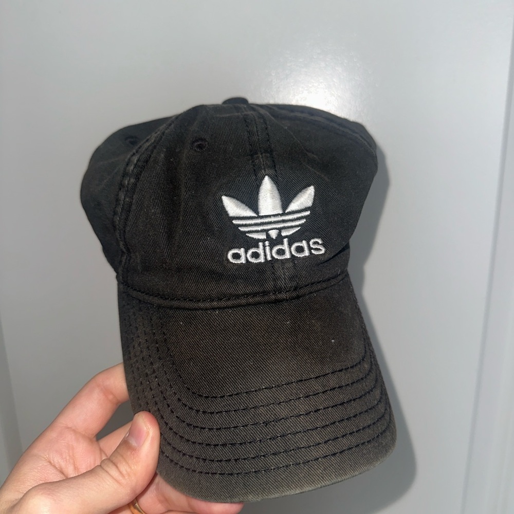 Adidas Black Hat with White Trefoil Logo